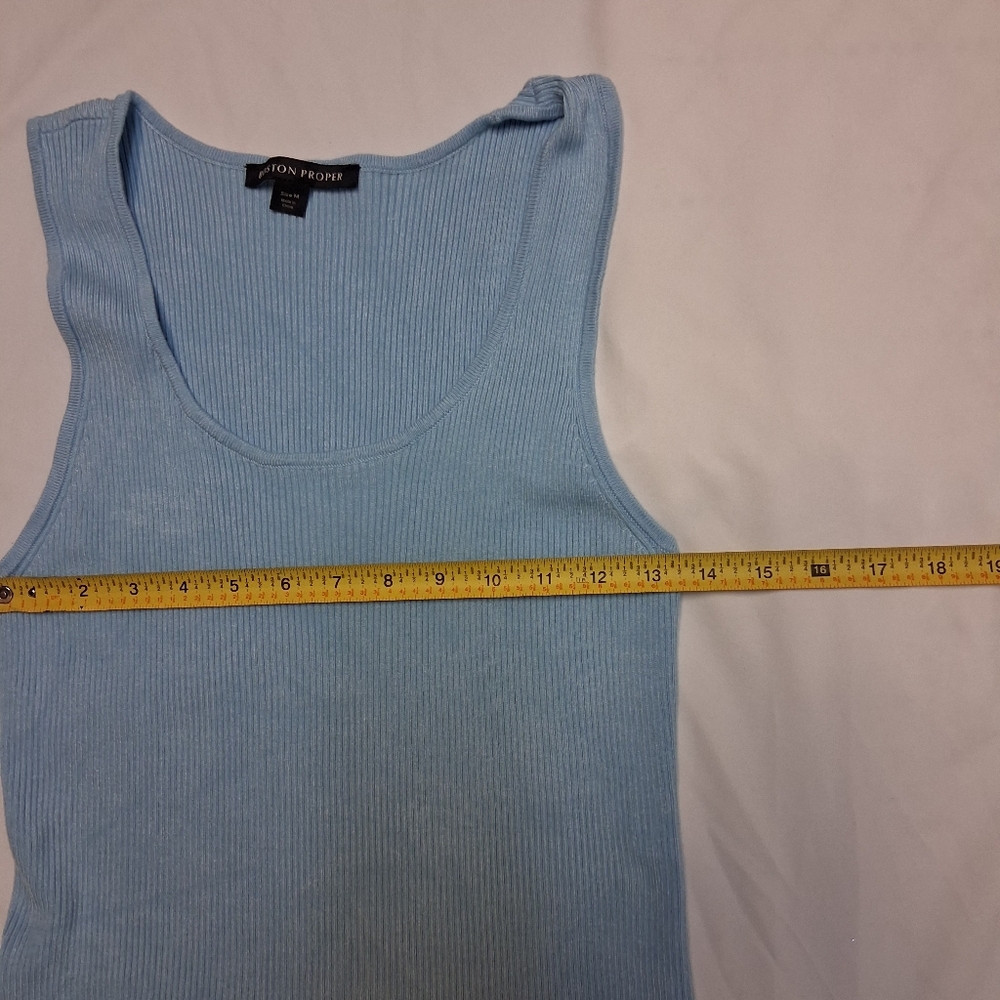 Boston Proper Light Blue Ribbed Tank Top Women Size M - Picture 11 of 12